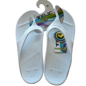 TELIC Recovery Arch Support Sandals Flip Flops‎ - White- Mens XL 11 NEW